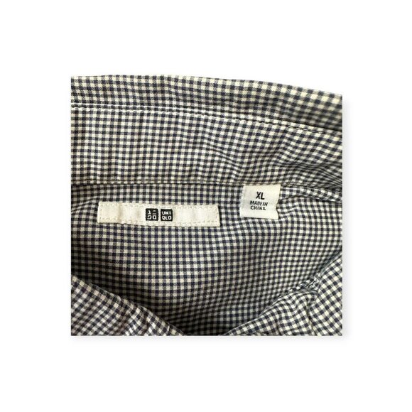 A set of 2 Uniqlo  Cotton Shirts,  Size XL, Blue dots, Black/white Gingham Check - Picture 15 of 16